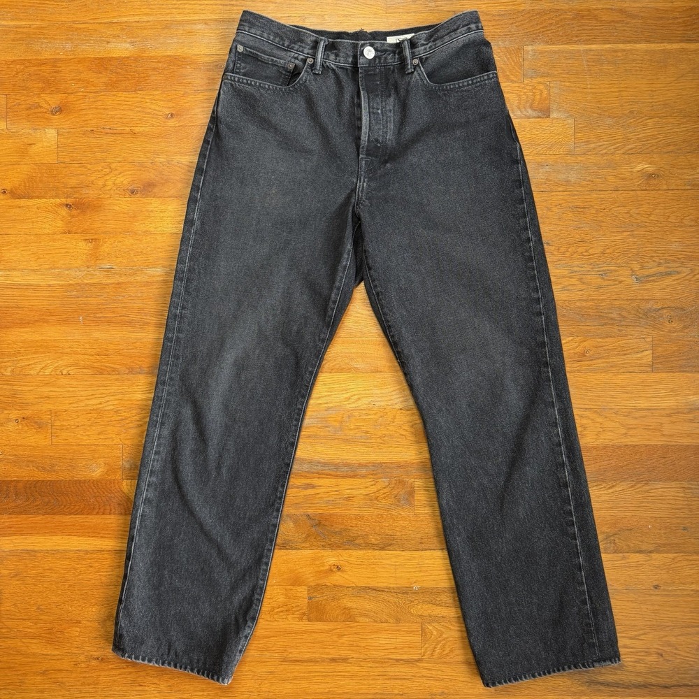 AYR Jeans Men's 33x32 The Slacker Black Denim Relaxed Straight Button Fly USA